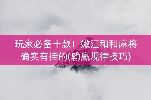 玩家必备十款！嫩江和和麻将确实有挂的(输赢规律技巧)