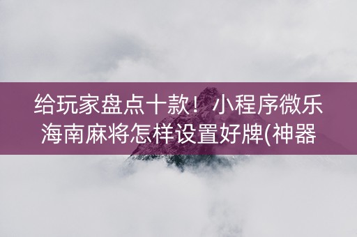 给玩家盘点十款！小程序微乐海南麻将怎样设置好牌(神器通用版)