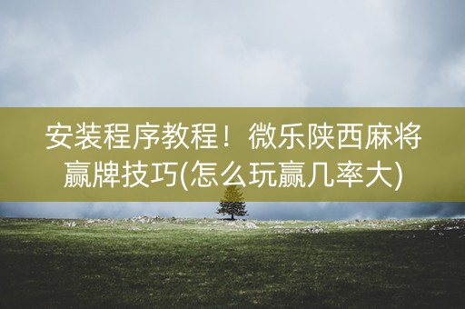 安装程序教程！微乐陕西麻将赢牌技巧(怎么玩赢几率大)
