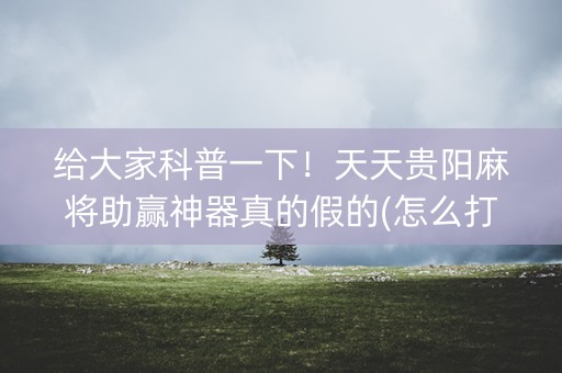 给大家科普一下！天天贵阳麻将助赢神器真的假的(怎么打赢的几率大)
