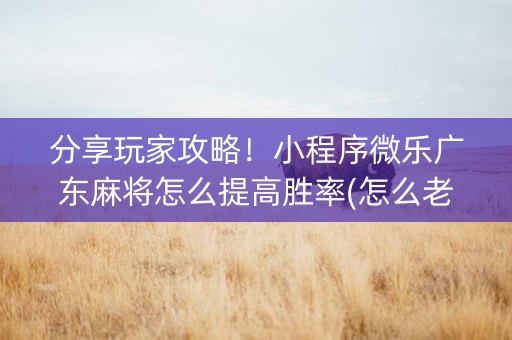 分享玩家攻略！小程序微乐广东麻将怎么提高胜率(怎么老输必备神器)