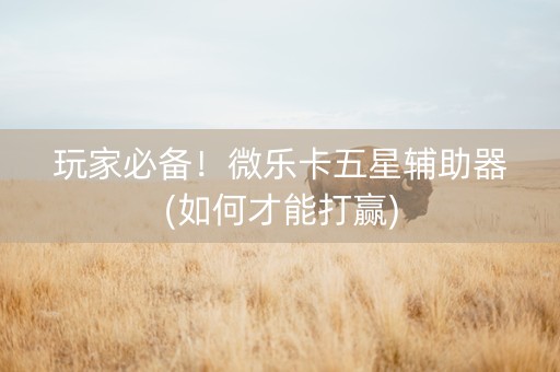 玩家必备！微乐卡五星辅助器(如何才能打赢)
