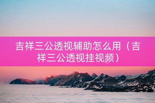 吉祥三公透视辅助怎么用（吉祥三公透视挂视频）