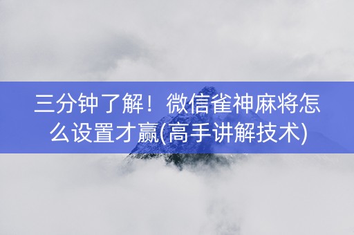 三分钟了解！微信雀神麻将怎么设置才赢(高手讲解技术)