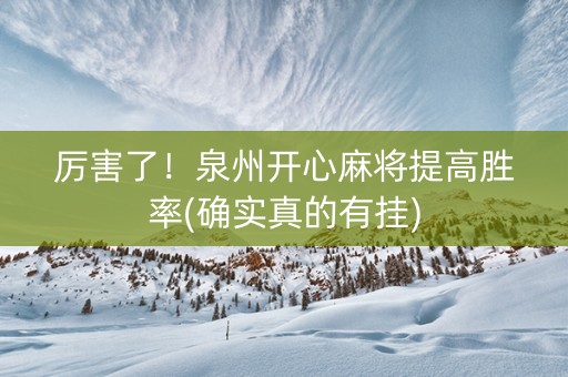 厉害了！泉州开心麻将提高胜率(确实真的有挂)
