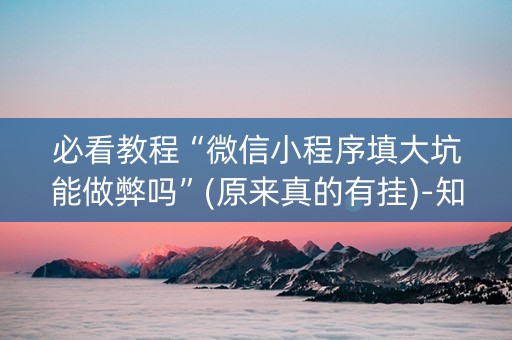 必看教程“微信小程序填大坑能做弊吗”(原来真的有挂)-知乎