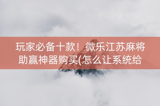 玩家必备十款！微乐江苏麻将助赢神器购买(怎么让系统给你发好牌)