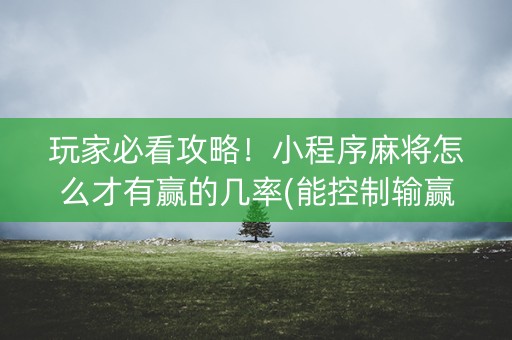 玩家必看攻略！小程序麻将怎么才有赢的几率(能控制输赢吗)