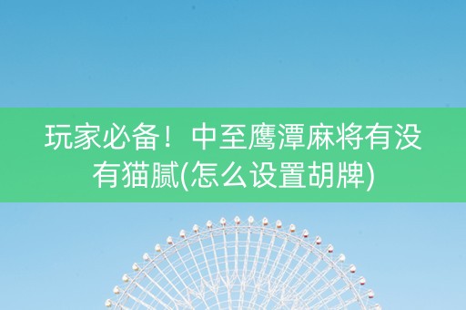 玩家必备！中至鹰潭麻将有没有猫腻(怎么设置胡牌)