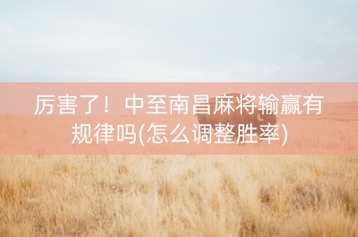 厉害了！中至南昌麻将输赢有规律吗(怎么调整胜率)