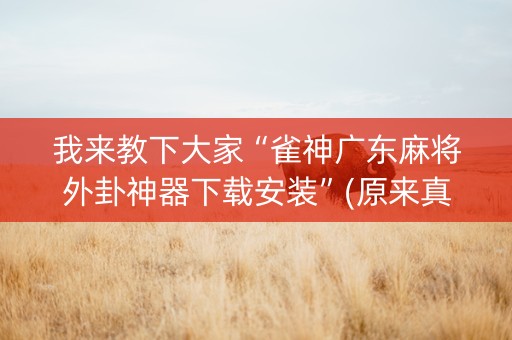 我来教下大家“雀神广东麻将外卦神器下载安装”(原来真的有挂)-知乎