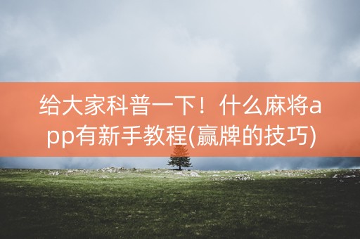 给大家科普一下！什么麻将app有新手教程(赢牌的技巧)