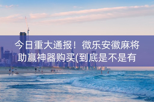 今日重大通报！微乐安徽麻将助赢神器购买(到底是不是有挂)