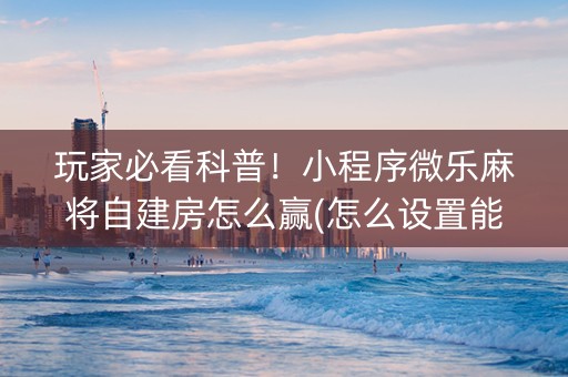 玩家必看科普！小程序微乐麻将自建房怎么赢(怎么设置能有好牌)