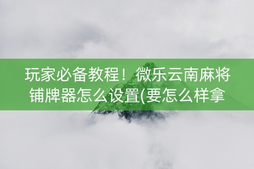 玩家必备教程！微乐云南麻将铺牌器怎么设置(要怎么样拿到好牌)