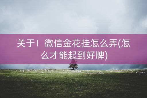 关于！微信金花挂怎么弄(怎么才能起到好牌)