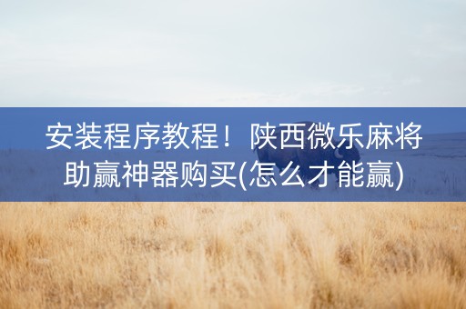 安装程序教程！陕西微乐麻将助赢神器购买(怎么才能赢)