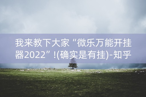 我来教下大家“微乐万能开挂器2022”!(确实是有挂)-知乎