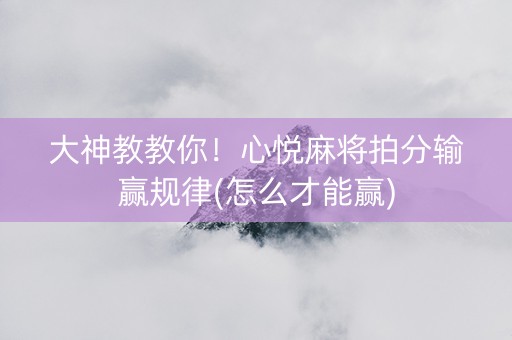 大神教教你！心悦麻将拍分输赢规律(怎么才能赢)