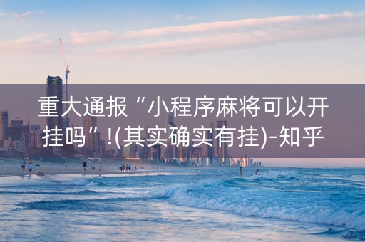重大通报“小程序麻将可以开挂吗”!(其实确实有挂)-知乎