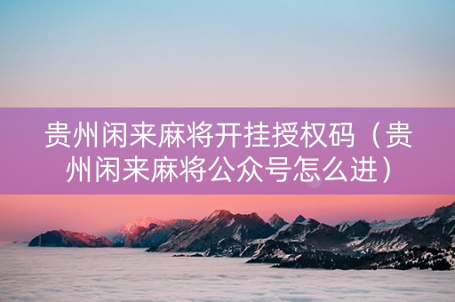 贵州闲来麻将开挂授权码（贵州闲来麻将公众号怎么进）
