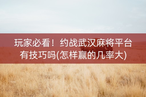 玩家必看！约战武汉麻将平台有技巧吗(怎样赢的几率大)
