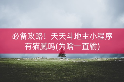 必备攻略！天天斗地主小程序有猫腻吗(为啥一直输)