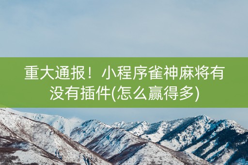 重大通报！小程序雀神麻将有没有插件(怎么赢得多)