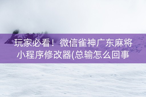 玩家必看！微信雀神广东麻将小程序修改器(总输怎么回事)