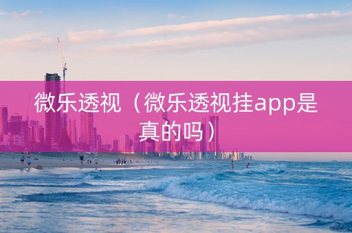 微乐透视（微乐透视挂app是真的吗）