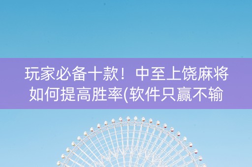玩家必备十款！中至上饶麻将如何提高胜率(软件只赢不输)