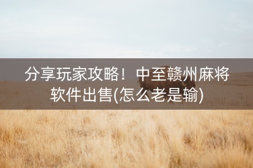 分享玩家攻略！中至赣州麻将软件出售(怎么老是输)