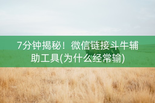 7分钟揭秘！微信链接斗牛辅助工具(为什么经常输)