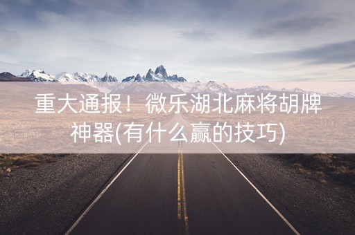 重大通报！微乐湖北麻将胡牌神器(有什么赢的技巧)
