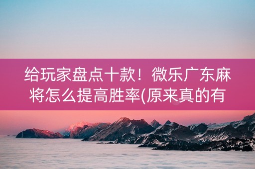 给玩家盘点十款！微乐广东麻将怎么提高胜率(原来真的有挂)