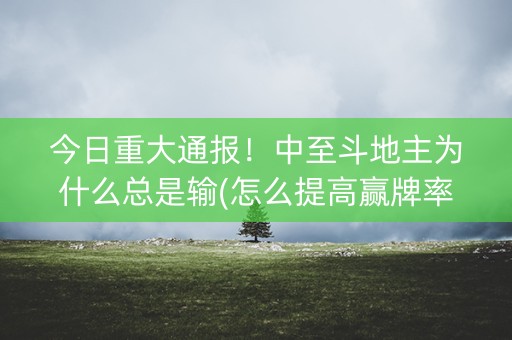 今日重大通报！中至斗地主为什么总是输(怎么提高赢牌率)