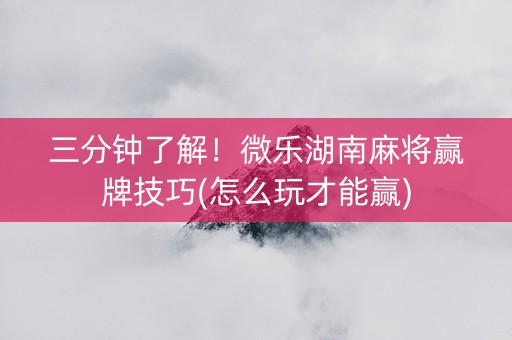 三分钟了解！微乐湖南麻将赢牌技巧(怎么玩才能赢)