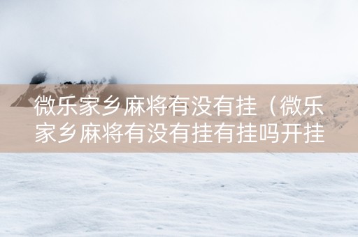 微乐家乡麻将有没有挂（微乐家乡麻将有没有挂有挂吗开挂神器）