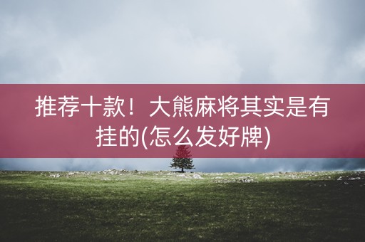 推荐十款！大熊麻将其实是有挂的(怎么发好牌)