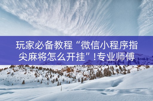 玩家必备教程“微信小程序指尖麻将怎么开挂”!专业师傅带你一起了解（详细教程）-知乎