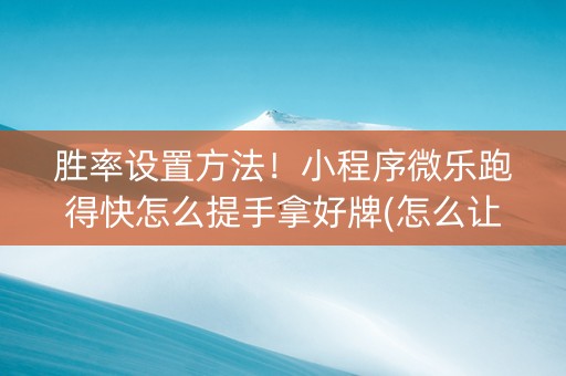 胜率设置方法！小程序微乐跑得快怎么提手拿好牌(怎么让系统给好牌)