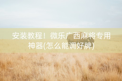 安装教程！微乐广西麻将专用神器(怎么能调好牌)