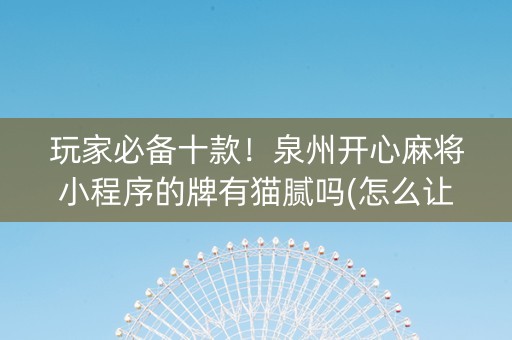 玩家必备十款！泉州开心麻将小程序的牌有猫腻吗(怎么让牌更好)