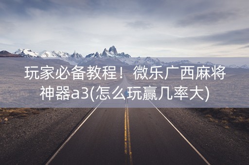 玩家必备教程！微乐广西麻将神器a3(怎么玩赢几率大)