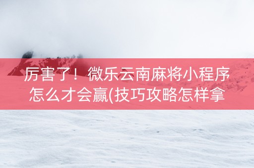厉害了！微乐云南麻将小程序怎么才会赢(技巧攻略怎样拿好牌)