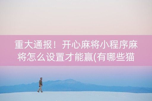 重大通报！开心麻将小程序麻将怎么设置才能赢(有哪些猫腻)