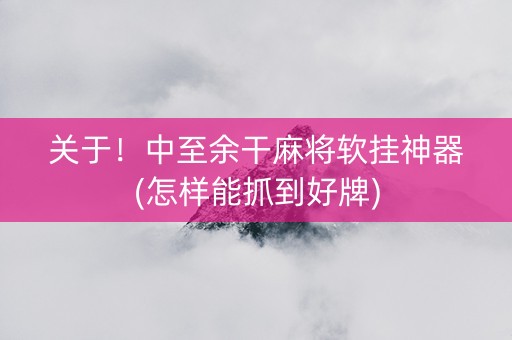 关于！中至余干麻将软挂神器(怎样能抓到好牌)