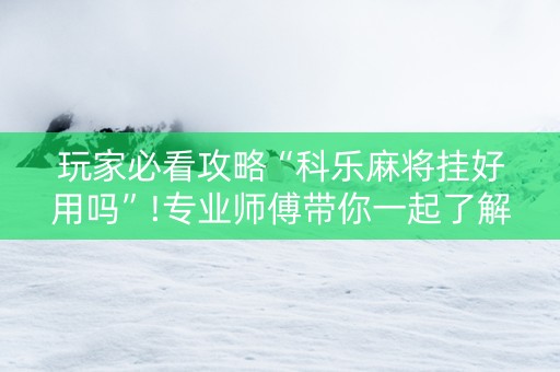 玩家必看攻略“科乐麻将挂好用吗”!专业师傅带你一起了解（详细教程）-知乎
