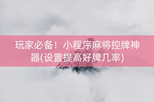 玩家必备！小程序麻将控牌神器(设置提高好牌几率)