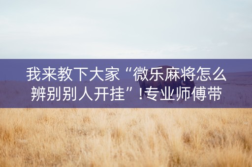 我来教下大家“微乐麻将怎么辨别别人开挂”!专业师傅带你一起了解（详细教程）-知乎